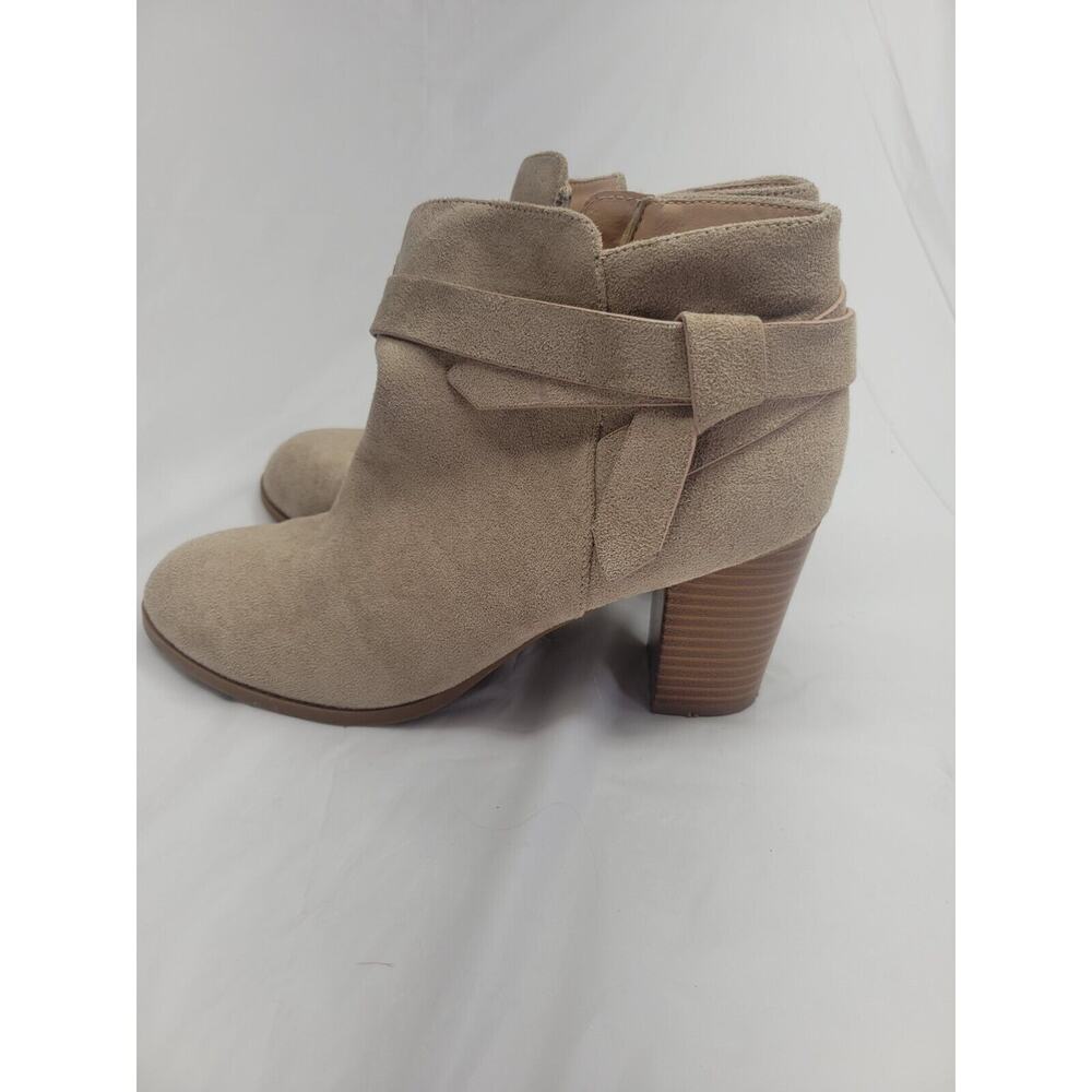 ZBY Ankle Boot Women's Size 7 Brown Suede Booties Side Zipper Block Heels